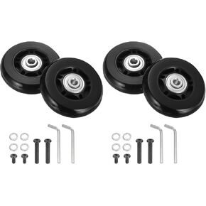 uxcell Set of 2 Luggage Wheels Replacement 60 x 18 Mm/2.4" x 0.7" Rubber Swivel Caster Bearing Wheels Repair Kits for Suitcase Inline Outdoor Skate,Black