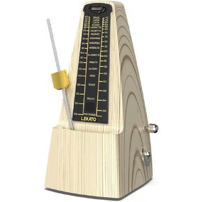 LEKATO Mechanical Metronome, Universal Metronome for Piano, Guitar, Violin, Drums and Other Instruments, Metal Movement, Ash Wood Pattern