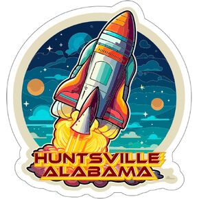 Huntsville Alabama Sticker Travel Weatherproof Souvenir Decal Vinyl Small Waterproof for Water Bottle Mug Passport Notebook Laptop Computer Phone Car Stickers Size 4" ID44990