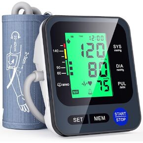 Blood Pressure Monitors for Home Use, Digital Blood Pressure Machine with 3-Color Backlit Hypertension Display, Upper Arm Large Cuff (8.7"-16.5" Adjustable) 2x99 Memory,Easy to use/Travel Black