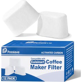 12 Pack Cuisinart Compatible Coffee Filter Replacement by Possiave - Charcoal Water Filter for Cuisinart - Fits all Cuisinart Coffee Machines