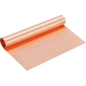 uxcell Pure Copper Sheet Roll, 0.03mm 32Ga Thick T2 Copper Flashing 1530mm x 102mm/5Ft x 4in Copper Strip Soft Copper Metal Foil Plate for Craft Electrical House Repair