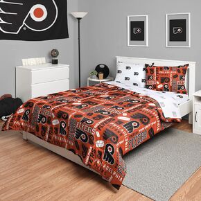 FOCO Philadelphia Flyers NHL Team Color Bed in a Bag Comforter Bedding 5 Piece Set - Full