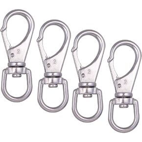 Stainless Steel Swivel Eye Snap Hook, 4 Pack (4 Inch) Swivel Snap Hook Flag Pole Clips, Rotating Diving Clips Spring Hooks for Flag Poles, Dog Leash, Key Chain, Boat Anchor Rope, Bird Feeder
