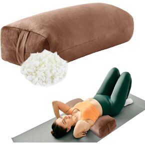 HOMBYS Shredded Foam Yoga Bolster Pillow for Restorative Yoga & Meditation, Versatile Rectangular Yoga Support Pillow Premium Meditation Cushion with Washable Velvet Cover& Carry Handle