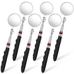 6 Pcs Telescoping Inspection Mirror 360 Rotation Round Inspection Mirrors Flexible Circular Inspection Mirror with Extended Handle for Checking Vehicle Condition