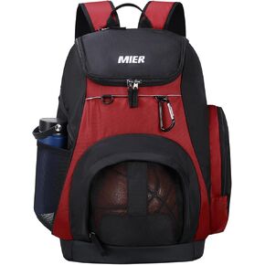 MIER Large Sports Backpack with Pocket for Swim, Outdoor, Gym, Basketball, 40L,Pure Black