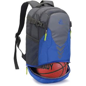 35L Basketball Backpack Large Sports Bag with Separate Ball compartment, for Basketball Soccer Volleyball Swim Gym Travel