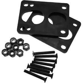 4PCS Skateboard PU Spacer 6mm Shock Bite Wheel Riser Pad Skateboard Riser Pad Screw Set Longboard Impact Riser Pad for Cruiser Black