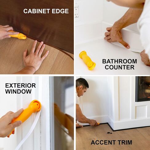 InstaTrim New & Improved Caulk Trim -10ft Ivory 3/4" Wide Caulk Tape - Adhesive Trim with Many Uses Including Caulking for Bathroom, Sinks, and Windows - Made in USA in Saudi Arabia