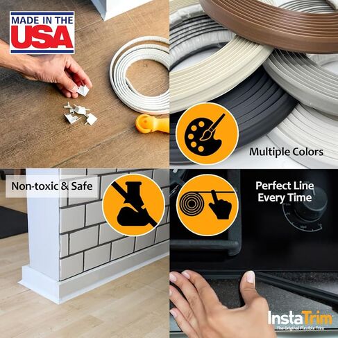 InstaTrim New & Improved Caulk Trim -10ft Ivory 3/4" Wide Caulk Tape - Adhesive Trim with Many Uses Including Caulking for Bathroom, Sinks, and Windows - Made in USA in Saudi Arabia