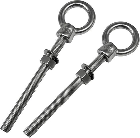 Eye Bolts, 2pack 1/2" x 5-1/8" Heavy Duty Shoulder Lifting Ring Threaded Eyebolts with Nuts Washers 316 Stainless Steel Marine Grade Eyebolt in Kuwait