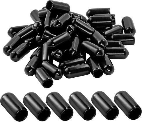 120PCS Screw Thread Protectors 3mm ID Rubber End Caps Vinyl Flexible End Caps Round Tube Bolt Cap (Black, 120PCS) in Saudi Arabia