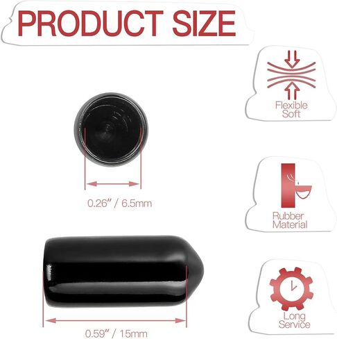 120PCS Screw Thread Protectors 3mm ID Rubber End Caps Vinyl Flexible End Caps Round Tube Bolt Cap (Black, 120PCS) in Saudi Arabia