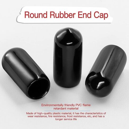 120PCS Screw Thread Protectors 3mm ID Rubber End Caps Vinyl Flexible End Caps Round Tube Bolt Cap (Black, 120PCS) in Saudi Arabia
