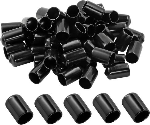 120PCS Screw Thread Protectors 3mm ID Rubber End Caps Vinyl Flexible End Caps Round Tube Bolt Cap (Black, 120PCS) in Saudi Arabia
