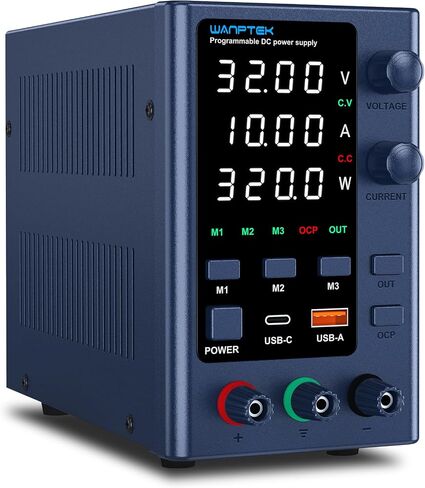 DC Power Supply Variable 0-32V 0-10A Bench Power Supply with Memory Storage/USB-A&Type-C Fast Charge, Adjustable Power Supply with 4-Digit LED Display/OCP&Output Function in Kuwait