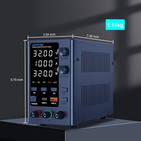 DC Power Supply Variable 0-32V 0-10A Bench Power Supply with Memory Storage/USB-A&Type-C Fast Charge, Adjustable Power Supply with 4-Digit LED Display/OCP&Output Function in Kuwait