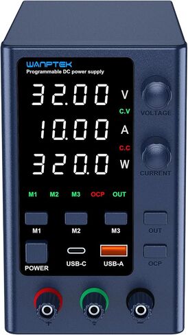 DC Power Supply Variable 0-32V 0-10A Bench Power Supply with Memory Storage/USB-A&Type-C Fast Charge, Adjustable Power Supply with 4-Digit LED Display/OCP&Output Function in Kuwait