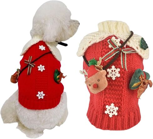 Christmas Dog Xmas Sweaters,Santa Claus Costume for Small Medium Dog,Pet Cat Winter Knitwear Hoodie Clothes for Dachshund Yorkie Corgi (Large, Green) in Saudi Arabia