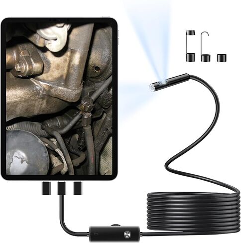 Borescope Camera with Light,Dual Lens Endoscope Camera for iPhone Android Phone,Industrial Endoscope 16.4ft IP67 Waterproof Snake Camera for Inspection in Saudi Arabia