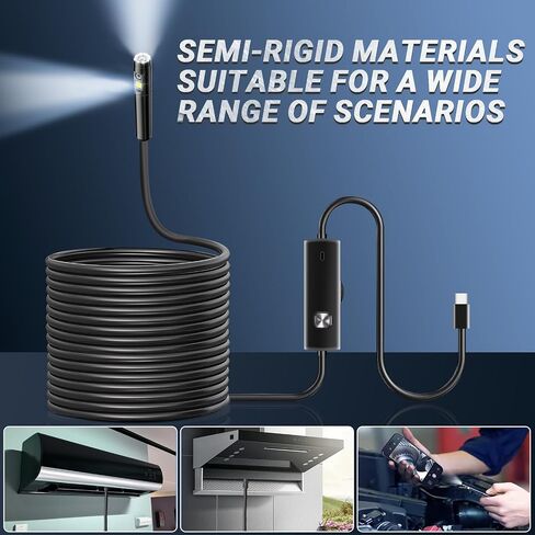 Borescope Camera with Light,Dual Lens Endoscope Camera for iPhone Android Phone,Industrial Endoscope 16.4ft IP67 Waterproof Snake Camera for Inspection in Saudi Arabia