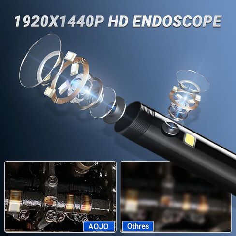 Borescope Camera with Light,Dual Lens Endoscope Camera for iPhone Android Phone,Industrial Endoscope 16.4ft IP67 Waterproof Snake Camera for Inspection in Saudi Arabia