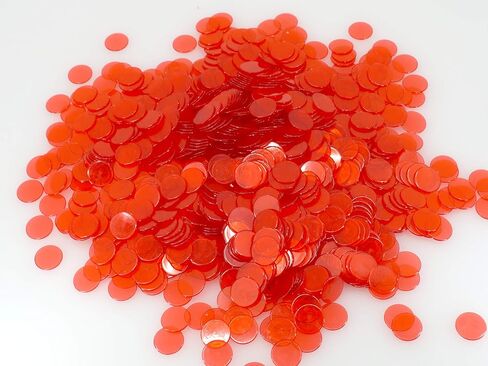 رقائق بينجو بلاستيكية من ريجال بينجو 1000 قطعة - مجموعة رقائق لعبة عدادات شفافة شفافة للعبة اللوحة - ليلة بينجو عائلية ممتعة - لون أحمر 3/4 بوصة in Kuwait