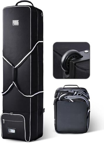 حقيبة سفر للجولف - حقيبة سفر أكسفورد 600D للجولف لشركات الطيران، حافظة صلبة قابلة للطي وحقائب جولف للسفر مع عجلات، أسود in Kuwait