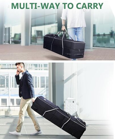 حقيبة سفر للجولف - حقيبة سفر أكسفورد 600D للجولف لشركات الطيران، حافظة صلبة قابلة للطي وحقائب جولف للسفر مع عجلات، أسود in Kuwait