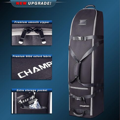 CHAMPKEY 1200D Soft Padded Golf Travel Bag with Support Rod - Oversized Wheels Travel Golf Bag - Excellent Golf Club Travel Bags for Airlines in Saudi Arabia