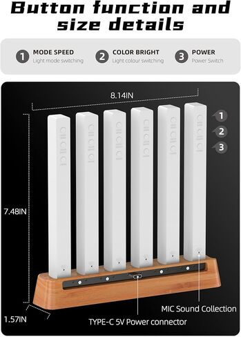 Cherry Wood LED Light Bar, Music Sync RGB Light,USB Music Rhythm Lights Ambient Lamp for Gaming Movies Lamp,PC Desktop Music Light,TV Room Decoration,Voice Rhythm Spectrum Light-AJRZJ6 in Saudi Arabia