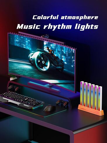 Cherry Wood LED Light Bar, Music Sync RGB Light,USB Music Rhythm Lights Ambient Lamp for Gaming Movies Lamp,PC Desktop Music Light,TV Room Decoration,Voice Rhythm Spectrum Light-AJRZJ6 in Saudi Arabia