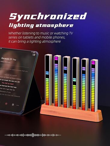 Cherry Wood LED Light Bar, Music Sync RGB Light,USB Music Rhythm Lights Ambient Lamp for Gaming Movies Lamp,PC Desktop Music Light,TV Room Decoration,Voice Rhythm Spectrum Light-AJRZJ6 in Saudi Arabia