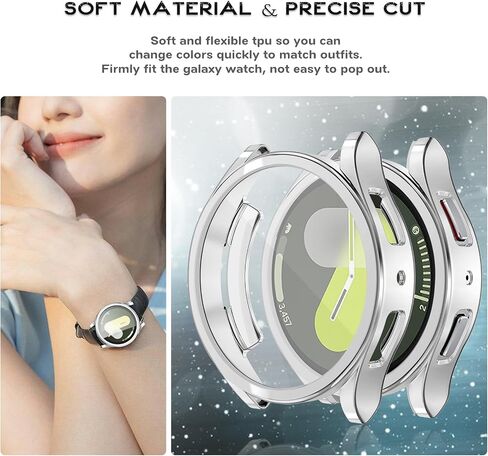 8Pack Compatible with Samsung Galaxy Watch 7 40mm 44mm Case Screen Protector, Soft TPU Face Cover Full Protective Bumper for Samsung Watch 7 44mm Bands Accessories (44mm, 8-Colors) in Saudi Arabia