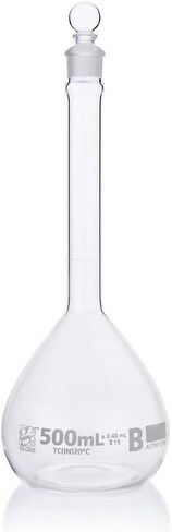 Volumetric Flask, Globe Glass, 50mL, Class B, to Contain (TC), 3.3 Borosilicate Glass, ASTME288, 6/Box in Saudi Arabia