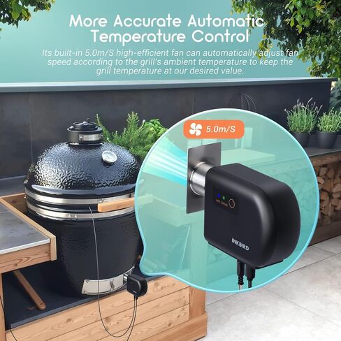 Wi-Fi & Bluetooth BBQ Smoker Temperature Controller with Automatic Smoker Fan, INKBIRD ISC-027BW Grill Thermometer with 4 Probes for Big Green Egg, Kamado Joe, Primo, Vision Grill, Akorn Kamado in Saudi Arabia