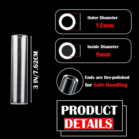 12 Pcs 4 Inches HZCPENG 12mm Diameter 2mm Thickness Borosilicate Glass Blowing Tubes, Transparent Glass Tubing for Glass Making in Kuwait