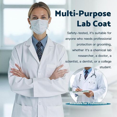 معطف Greenour الاحترافي الأبيض للمختبر للرجال، عبوة من 2 سترة مختبر بأكمام طويلة مع جيوب in Kuwait
