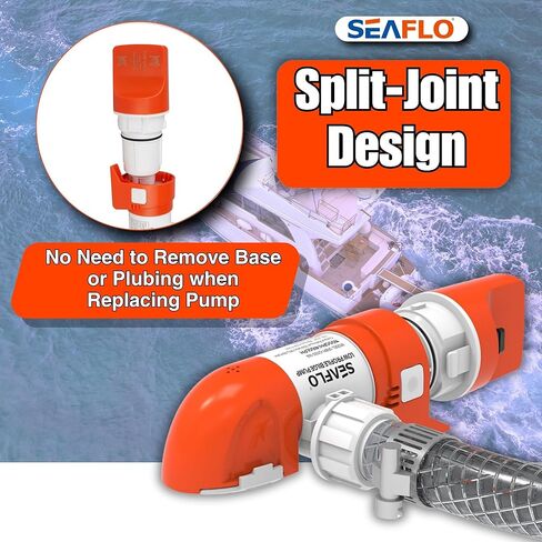 مضخة نزح لاستشعار المياه من السلسلة SEAFLO 14A 12V 1100 GPH أوتوماتيكية منخفضة المستوى | تصميم مدمج، وصمامات فحص، وتفريغ بزاوية 360 درجة، وضمان لمدة 4 سنوات in Kuwait