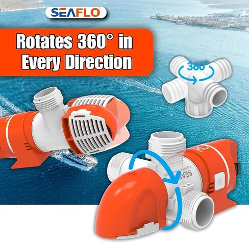 مضخة نزح لاستشعار المياه من السلسلة SEAFLO 14A 12V 1100 GPH أوتوماتيكية منخفضة المستوى | تصميم مدمج، وصمامات فحص، وتفريغ بزاوية 360 درجة، وضمان لمدة 4 سنوات in Kuwait