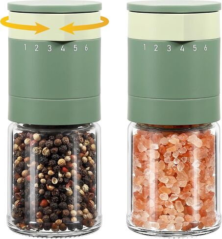 VUCCHINI External Adjustable Salt and Pepper Grinder Set Manual Salt Grinder Cute Spice Mill Ceramic Blades 6 level Adjustable Coarseness Simple Pepper Grinder for Kitchen (Green Color) in Saudi Arabia