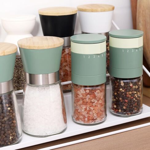 VUCCHINI External Adjustable Salt and Pepper Grinder Set Manual Salt Grinder Cute Spice Mill Ceramic Blades 6 level Adjustable Coarseness Simple Pepper Grinder for Kitchen (Green Color) in Saudi Arabia