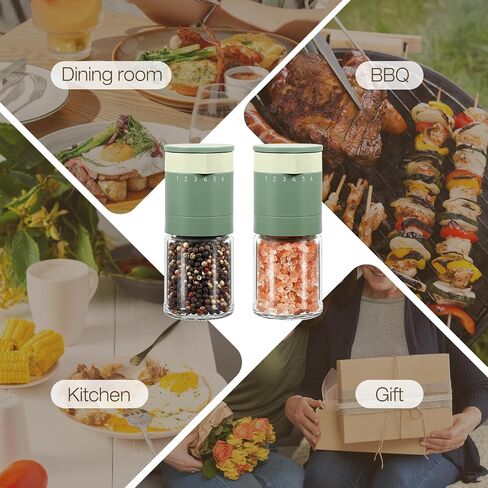 VUCCHINI External Adjustable Salt and Pepper Grinder Set Manual Salt Grinder Cute Spice Mill Ceramic Blades 6 level Adjustable Coarseness Simple Pepper Grinder for Kitchen (Green Color) in Saudi Arabia
