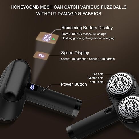 Fabric Shaver,Rechargeable Commercial Lint Remover with LED Display, High-Perf Lint Shaver with 4 Blades,Large Sweater Shaver to Remove Pilling for Fuzz and Pill from Clothes,Furniture in Saudi Arabia