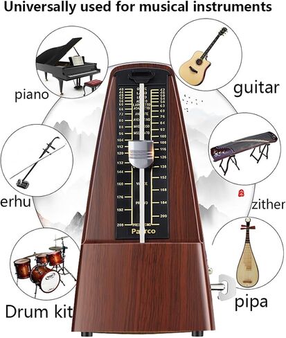 Mechanical metronome, piano sound, big guitar, violin, drum kit, instrument, universal rhythmologist (Musical Instrument Universal【Mahogany color】) in Saudi Arabia