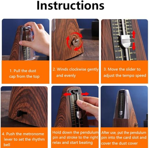 Mechanical metronome, piano sound, big guitar, violin, drum kit, instrument, universal rhythmologist (Musical Instrument Universal【Mahogany color】) in Saudi Arabia