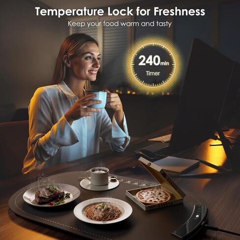 Warming Mat for Food - Food Warming Mats for Countertop, 8 Temperature Settings, 5s Fast Heating, 4 Hours Auto-Off, Foldable & Easy to Clean, Safe for Parties, Buffets, and Home Use(Gray) in Saudi Arabia