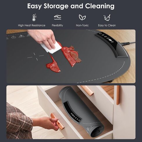 Warming Mat for Food - Food Warming Mats for Countertop, 8 Temperature Settings, 5s Fast Heating, 4 Hours Auto-Off, Foldable & Easy to Clean, Safe for Parties, Buffets, and Home Use(Gray) in Saudi Arabia