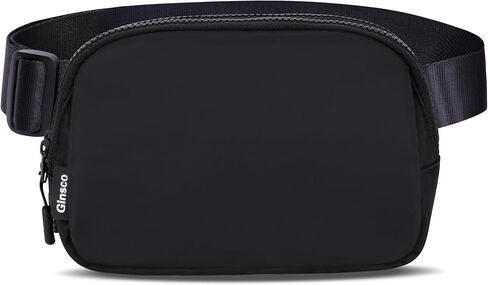 Fanny Pack for Women Men, Ginsco 3 Zipper Pockets Crossbody Bags with Adjustable Strap, Mini Belt Bag Waterproof Fashion 2L Waist Pack Fits Travel Outdoor Hiking Walking Running (Pure Black) in Saudi Arabia